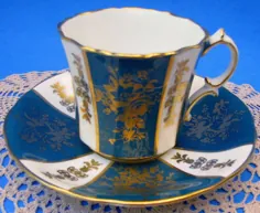 استاپ لیوان مربع گروه Hammersley Turquoise Band و الگوی چای بشقاب پرتوی Saucer 5723