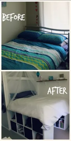 تختخواب IKEA PLATFORM DIY ساخته شده از قفسه کتاب Kallax / Expedit!  |  چلسی میسون