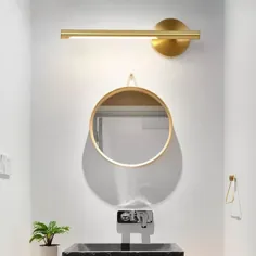 سنت گرایی Linear Vanity Wall Light LED Wall Metal Sconce in Brass for Bath، 19.5 "W Vanity Lights