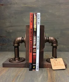 کتابهای صنعتی / Steampunk / Bookends / شیک صنعتی / کتاب صنعتی / دست ساخته شده / چوب / آهن / کتاب