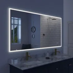 آینه حمام روشن بدون قاب آینه ای دیواری Orren Ellis Francesco ، اندازه 36 "x 70" |  Wayfair |  دکور خانه