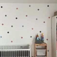 برچسب های دیواری Boho Watercolor Polka Dot برای اتاق خواب کودکان ، مهد کودک ، اتاق بازی |  بدون پی وی سی ، بدون بو |  پارچه دیواری لایه بردار و استیک