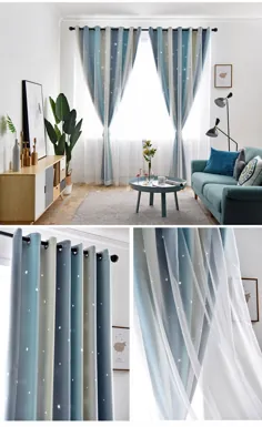 Kreativer Vorhang mit Gardinen hohlen Sterne Design für Schlafzimmer (بسته 1er)