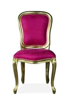 صندلی کناری فرانسوی افسانه ای و باروکی - برگ طلایی و فوشیا