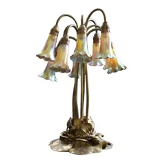 دهه 1910 Tiffany Studios Gold Light Light Lily Table Lend with Tiffany Shades