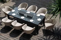 Maze Lounge - مجموعه ناهار خوری مستطیلی 8 صندلی پارچه در فضای باز - با میز گودال - تاج