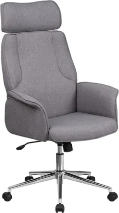 صندلی اداری مفصل گردنده پارچه ای خاکستری با پایه پایه کروم - مبلمان فلش CH-CX0944H-GY-GG