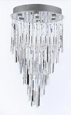 لوسترهای معاصر مدرن "Rain Drop" که با لبه های منشورهای حاشیه ای با کیفیت نوری Empress Crystal (Tm) H 30 "W 24" - G93-B28 / 815/7 روشن می شوند
