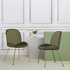 مجموعه ای از 2 صندلی گاه به گاه مخملی روکش دار YOKO - صندلی پارچه ای و پارچه ای فلزی ، طلایی یا مشکی - اتاق نشیمن ، اتاق نشیمن ، آشپزخانه ، پذیرایی (صندلی های خاکستری با پایه های فلزی طلایی)