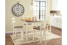 میز ناهار خوری و چهارپایه های میله ای ارتفاع شمارنده Woodanville (مجموعه 5 عددی) |  فروشگاه خانگی اشلی