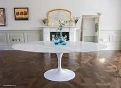 200 سانتی متر x 120 سانتی متر بیضی شکل - میز لاله های مرمر سفید کارارا - طراحی شده توسط Eero Saarinen