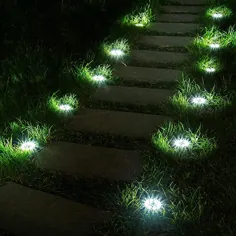 Solpex 12 Pack Solar Ground Lights، 8 LED Solar Powered Disk Lights Outdoor Garden Waterproof Landscape Landscape for Yard Deck Lawn Patio Pathway Pathway (سفید)