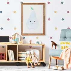 تابلوچسبهای دیواری Boho Watercolor Polka Dot برای اتاق خواب کودکان |  اتسی