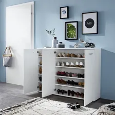 کابینت نگهداری کفش مدرن کیسی به رنگ سفید با 3 در |  مبلمان در مد