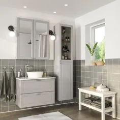 GODMORGON / TOLKEN / KATTEVIK مبلمان حمام ، مجموعه ای 6 تایی ، کاسجین خاکستری روشن ، اثر مرمر شیر Voxnan - IKEA