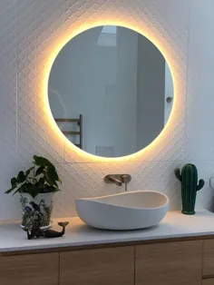 گرگ و میش آینه حمام گرد با نور پس زمینه LED با نور پس زمینه