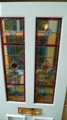 شیشه رنگی درب جلو 2 پانل بیش از 2