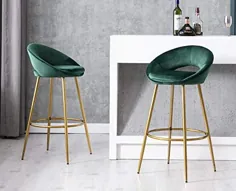 صندلی های صندلی نوار روفرشی مدرن Guyou از 2 عدد پشت ، 30 "صندلی ارتفاع صندلی آشپزخانه جزیره صندلی مدفوع صندلی های طلای 2 عدد (خاکستری)