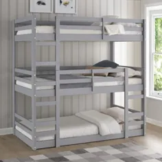 تخت تختخواب سفری سه تخته جامد چوبی به رنگ خاکستری - واکر ادیسون BW3TOTGY