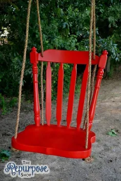 یک تاب زیبا که از یک صندلی چوبی بازیافتی ایجاد شده است بیشتر در https: // Furnitu ...