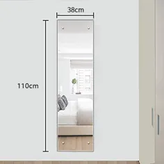 آینه حمام بدون فریم 110 x 38 سانتی متر ، آینه دیواری مستطیل با لبه صیقلی و سوراخ های سوراخ شده - بهترین گزینه برای حمام ، رختکن ، اتاق خواب و اتاق نشیمن