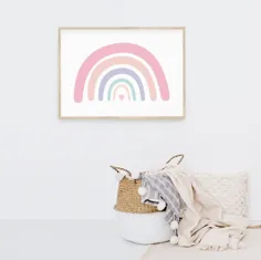 پوستر Rainbow Nursery Wall Art Pastel Pink Rainbow برای |  اتسی