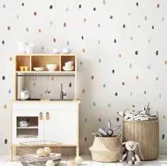 برچسب دیواری نقطه پولکا نامنظم |  عکس برگردان نقطه ای Dalmatian |  برچسب های دیواری Boho Smudge برای اتاق خواب کودکان ، مهد کودک ، اتاق بازی