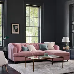 خانه خود را در اینستاگرام دوست داشته باشید: "مبل تختخواب سفلی Earl Grey که در استودیو پارچه نرم پارچه ای" Vintage Pink "تودوزی شده است."
