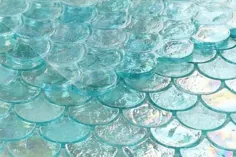 موزاییک شیشه ای Malibu Turquoise Glass Scallop (دارای امتیاز استخر)