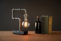 چراغ رومیزی-چراغ رومیزی-لامپ ادیسون Steampunk-دکوراسیون منزل روستیک-هدیه مردانه-دکوراسیون خانه مزرعه-دکوراسیون منزل-لوازم میز-روشنایی صنعتی