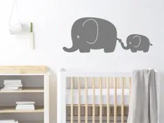 تابلوچسبها / دکورهای هنری دیوار کاغذ دیواری Elephant Nursery برای |  اتسی