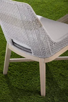 صندلی ناهار خوری خارج از منزل ملیله (مجموعه ای از 2) نوار چوبی سفید - راه راه - خاکستری خاکستری