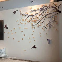 استیکرهای دیواری سه بعدی متحرک سازگار با محیط زیست ضد آب اکریلیک نارنجی و درختان پرتقال