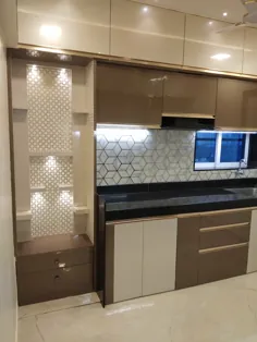 انبار آشپزخانه با فضای داخلی pooja vr طراحان داخلی واحدهای آشپزخانه تخته سه لا چند رنگ |  احترام گذاشتن