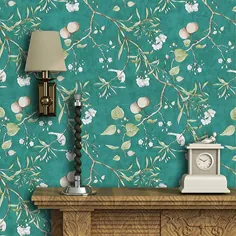 کاغذ دیواری پوست سبز و استیک کاغذ دیواری خود چسب هلو کاغذ دیواری قابل جابجایی پرنده گل گلدان طبیعی کاغذ دیواری سبز و لایه لایه آستر قفسه وینیل پوشش فیلم وینیل 17.7 "× 118"