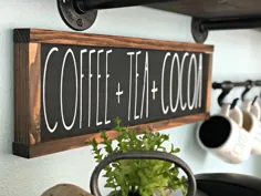 تابلوی قهوه بار - تابلوی قهوه چای و کاکائو - تابلوی Rae Dunn - تابلوی نوار کاکائو - تابلوی شکلات داغ - تابلوی چای - تابلوی آشپزخانه خانه دار