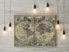 نقشه جهان قدیم نقشه جهانی دیوار هنر هنر عتیقه نقشه جهان نقشه بزرگ |  اتسی