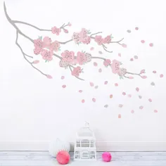 استیکر دیواری پارچه ای شاخه گیلاس شکوفه