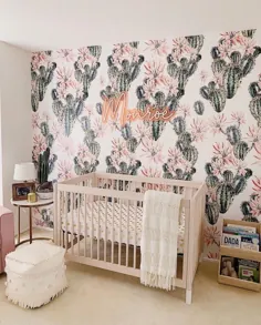 کاغذ دیواری کاغذ دیواری Oasis Vintage Floral Nursery Wallpaper Baby |  اتسی