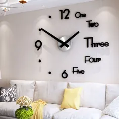 ساعت دیواری بزرگ طرح مدرن 3D برچسب دیواری ساعت خاموش دکوراسیون منزل اتاق نشیمن کوارتز هورلوژ - Walmart.com