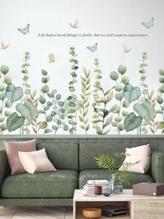 برگ سبز تابلوچسبهای دیواری پروانه ای برای اتاق نشیمن اتاق خواب سازگار با محیط زیست وینیل دیوار عکس برگردان هنر DIY برچسب های دکوراسیون خانه برای دیوار