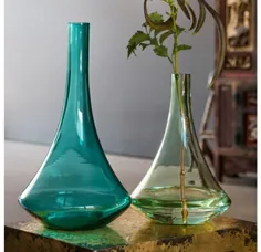 گلدان شیشه ای ونوس ، شیشه آبی - گروه طراحی برگ طلا