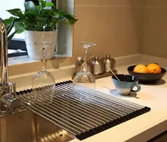 قفسه خشک کردن ظرف ظرفشویی بیش از ظرف ظرفشویی تاشو ظرفشویی قابل حمل ظرفشویی قابل شستشو برای شمارنده ظرفشویی آشپزخانه قفسه خشک کن رول RV تاشو خشک کن ظرف تاشو توسط Ahyuan (13.8 "Wx17.7" L)
