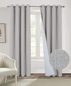 Alexandra Cole پرده های خاموش 100٪ برای اتاق خواب پرده های آلاچیق 63 اینچ طول پارچه مصنوعی پرده پنجره عایق حرارتی بافت 2 پانل ابر نقره ای