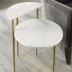 میز برجسته سنگ مرمر سفید استیو نقره ای پاتنا - Walmart.com