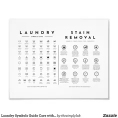 نماد لباسشویی راهنمای مراقبت با حذف لکه چاپ عکس |  Zazzle.com