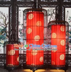 فانوس های کاخ قرمز قفس پرنده دست ساز درجه یک فانوس های سقفی باستانی فانوس سنتی چینی