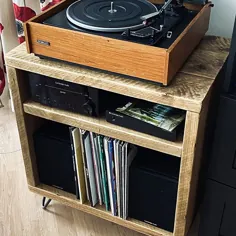 پایه رکورد صنعتی Rustic Stand Vinyl Unit LP Storage پایه فلزی داربست قفسه بندی چوبی