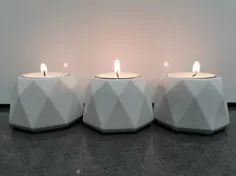 جا شمع هندسی بتونی / میز |  اتسی