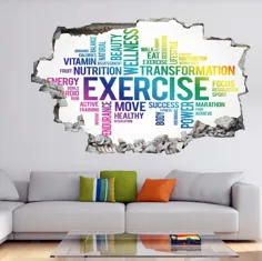 Word Cloud Fitness Exercise Gym Wall Decal Sticker Mural |  اتسی